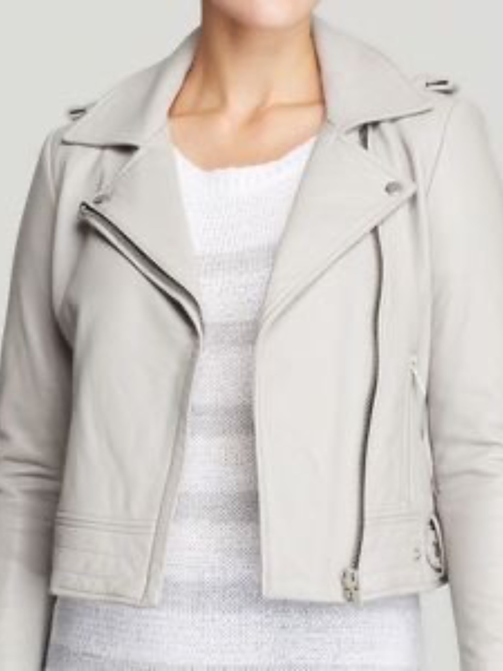 Dylan Gray Leather Moto Jacket in Dove Grey Size Small - MSRP $595